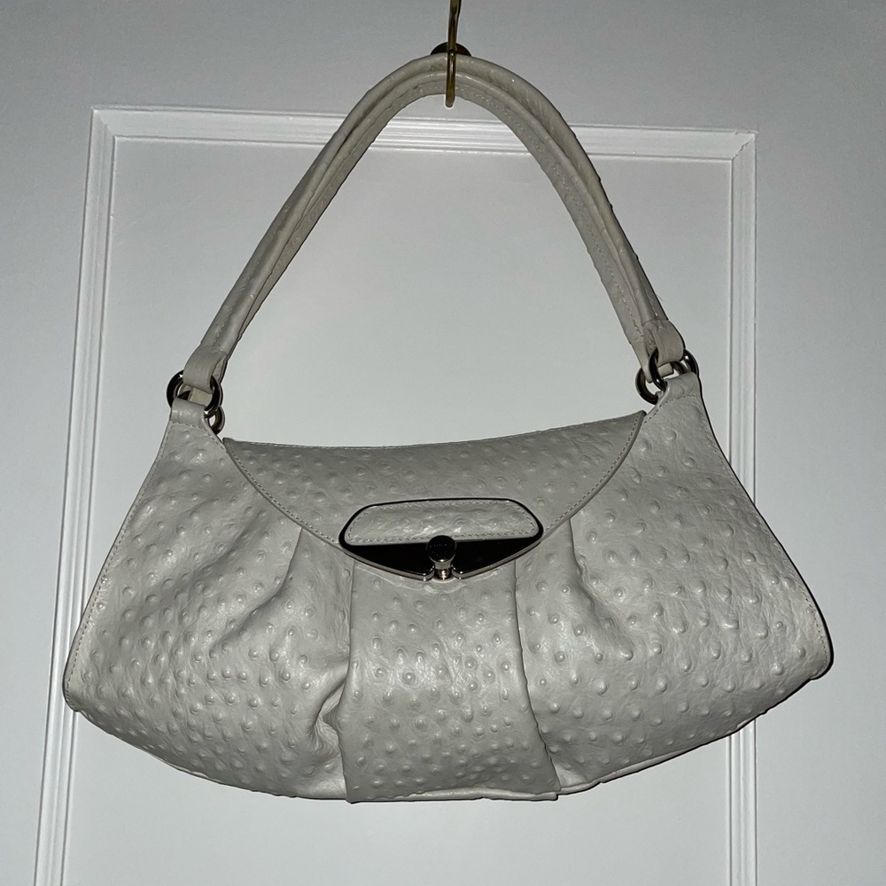 Furla White Ostrich Leather Shoulder bag
